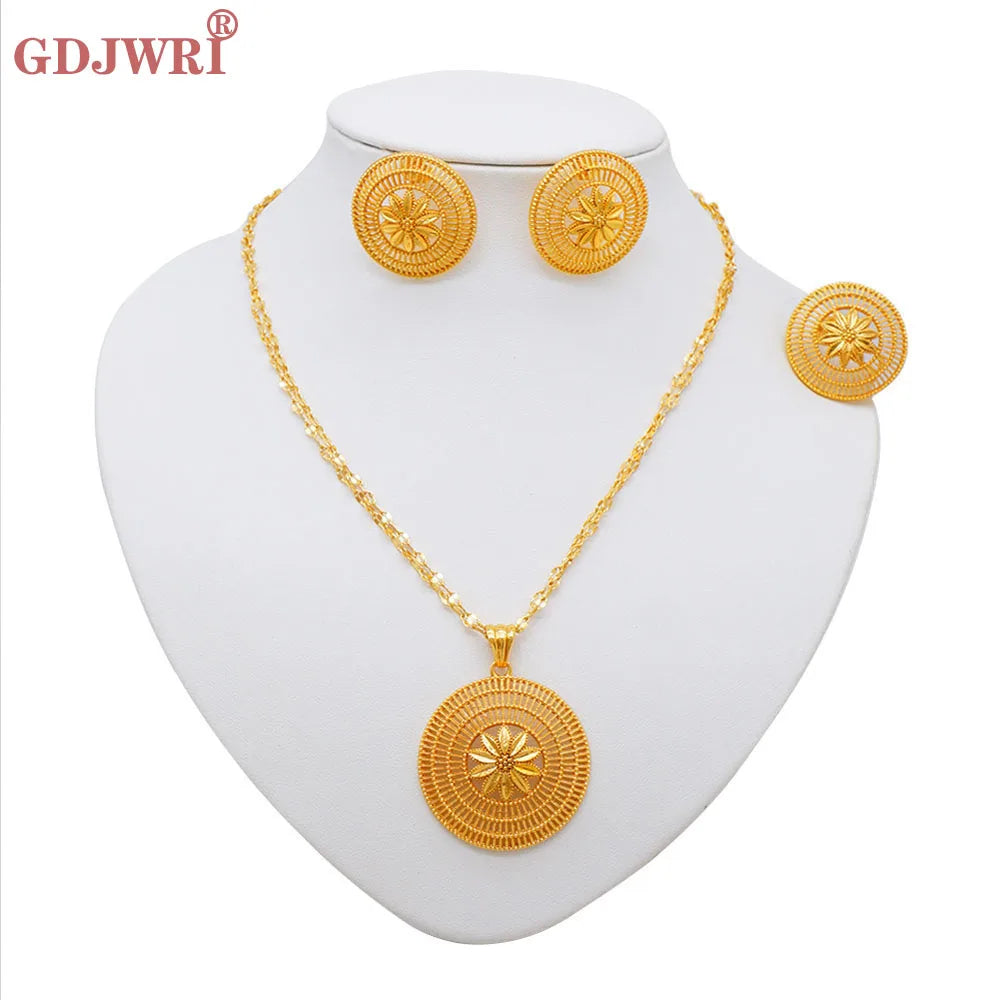 Ethiopian Jewelry Set for Women | Necklace Earrings Ring Bridal Gift