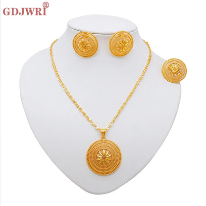 Ethiopian Jewelry Set for Women | Necklace Earrings Ring Bridal Gift