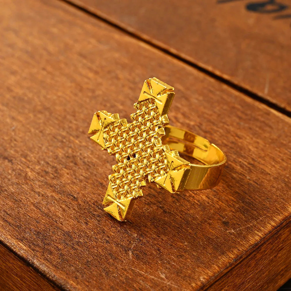 Ethiopian Big Cross Necklace | Gold Habesha Jewelry for Women