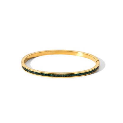 Waterproof Cubic Zirconia Bangles | Luxury Stainless Steel Bracelets