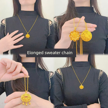 Gold Compass Necklace | Women’s Luxury Pendant & Sweater Chain