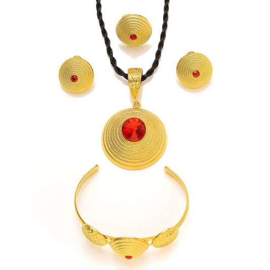 Ethiopian & Eritrean Gold Jewelry Set | Stone Bridal Habesha Gifts