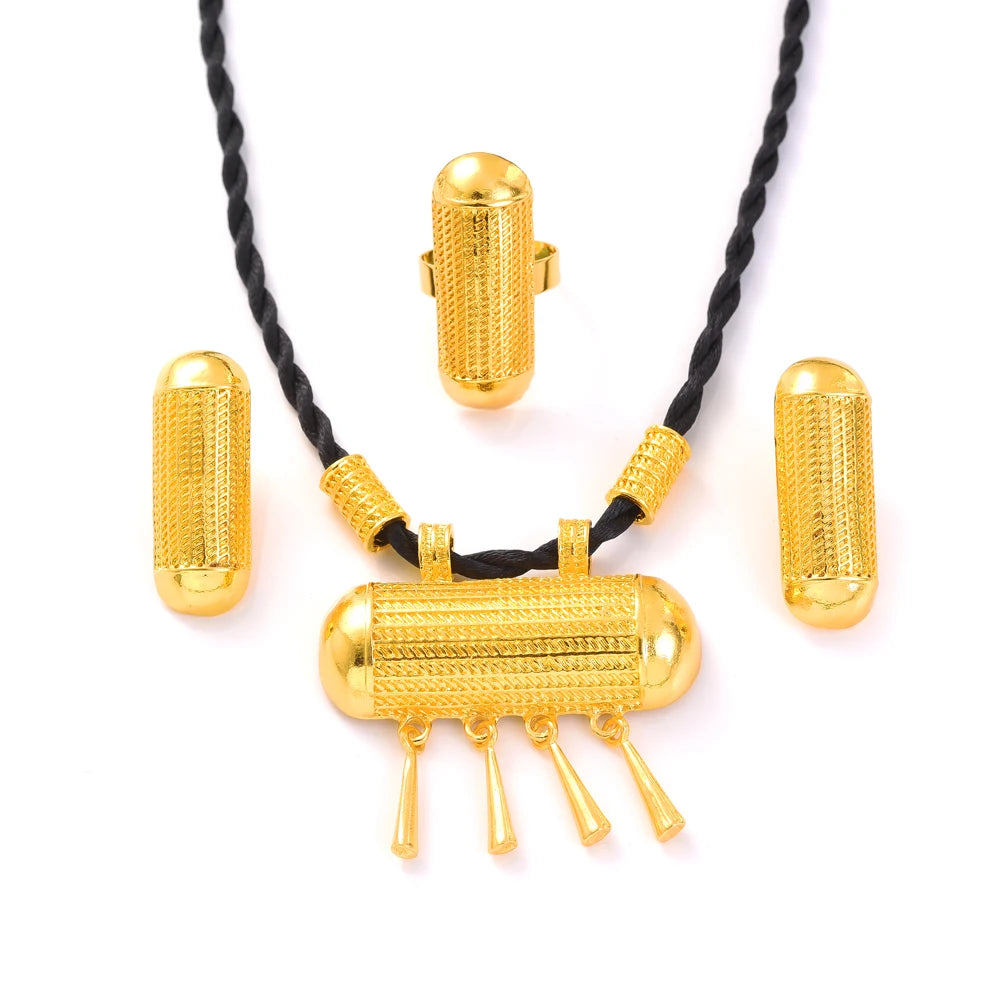 Vintage 24K Gold Plated Ethiopian Jewelry Set | New Bridal Gift Set