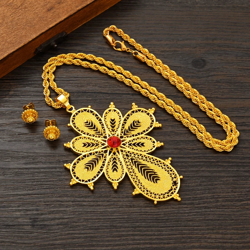 Hot Ethiopian Jewelry Set | New Big Cross Pendant & Small Earrings