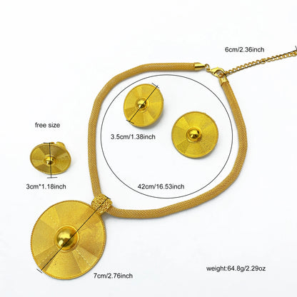 Luxury 24K Gold Ethiopian Necklace & Earrings Set | Bridal Jewelry