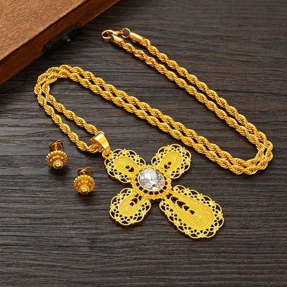 Hot Ethiopian Jewelry Set | New Big Cross Pendant & Small Earrings