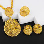 Gold Color Ethiopian Jewelry Set | Bridal Necklace & Earrings Gift