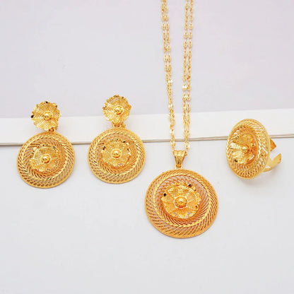 Ethiopian Jewelry Set for Women | Necklace Earrings Ring Bridal Gift