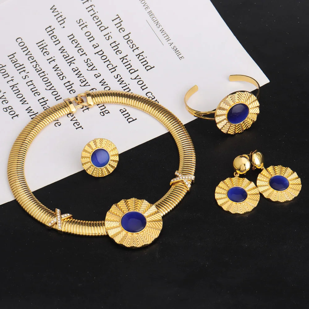 High-Quality Gold Ethiopian Jewelry Set for Girls | Earrings & Necklace