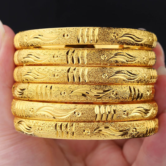 Golden 6-Piece Ethiopian Bracelets Set | Girls & Women Fashion Jewelry Gift