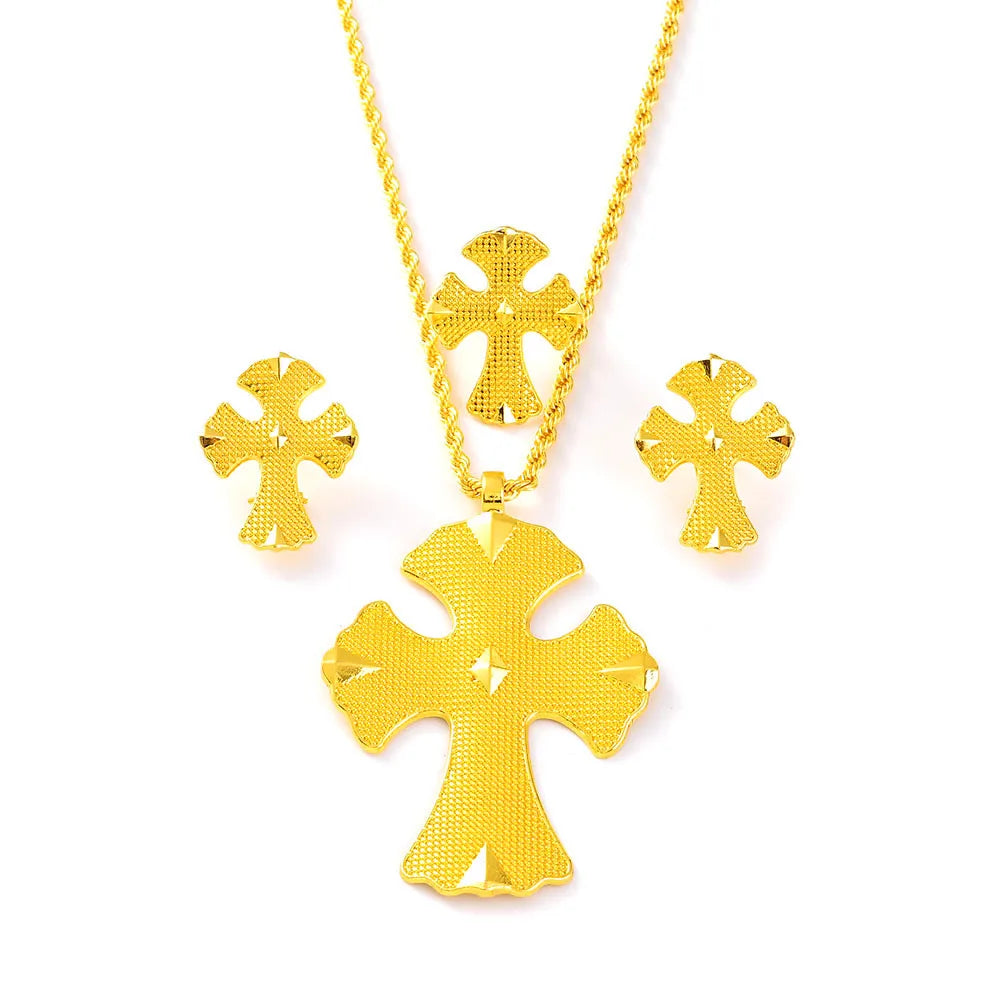 Ethiopian Jewelry Set for Women | Big Pendant Necklace & Earrings