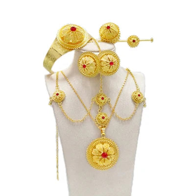 Ethiopian Women’s Jewelry Set | Bridal Hairpins, Earrings & Bracelets