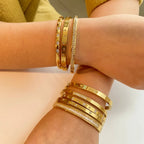 Waterproof Cubic Zirconia Bangles | Luxury Stainless Steel Bracelets