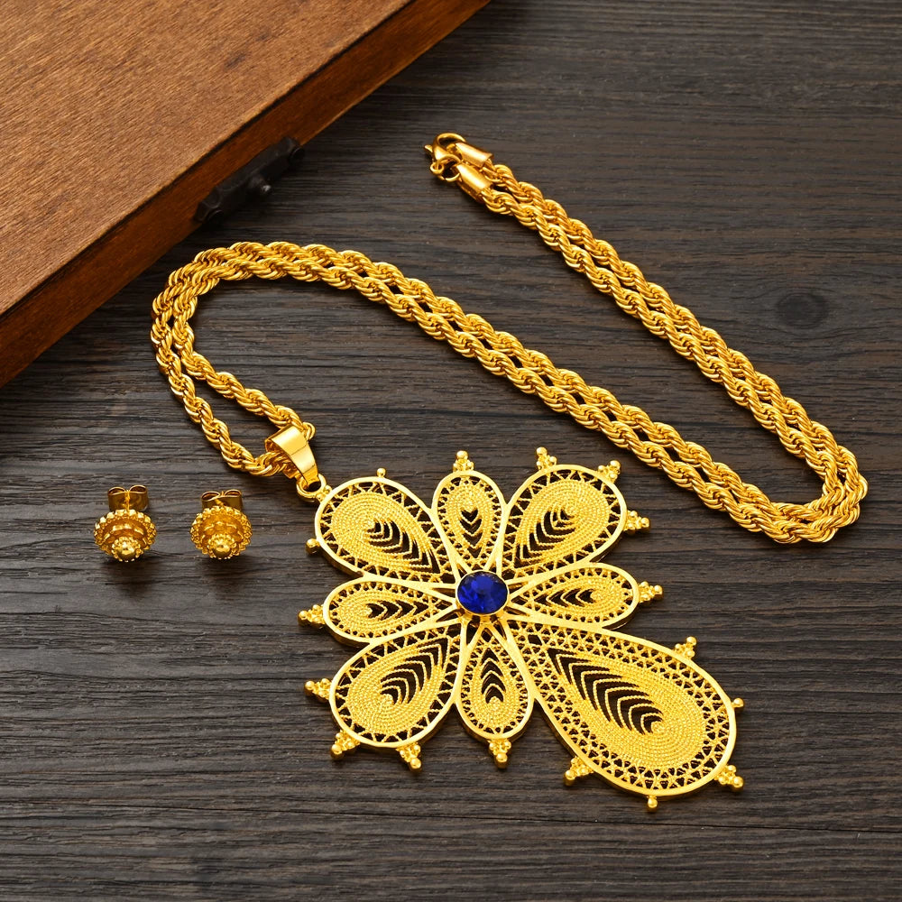 Hot Ethiopian Jewelry Set | New Big Cross Pendant & Small Earrings