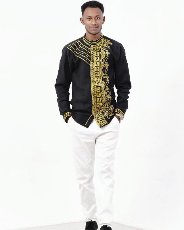 Black & Gold Ethiopian Couple Outfit Luxury Matching Habesha Set ethgebya gebeya habesha usa canada kemis 