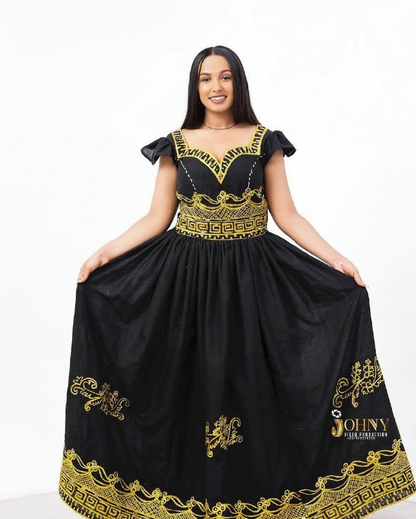 Black & Gold Ethiopian Couple Outfit Luxury Matching Habesha Set ethgebya gebeya habesha usa canada kemis 
