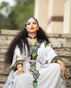Ageless Habesha Look with Gondar Draping Embroidery Design - Traditional Ethiopian Dress - EthGebya