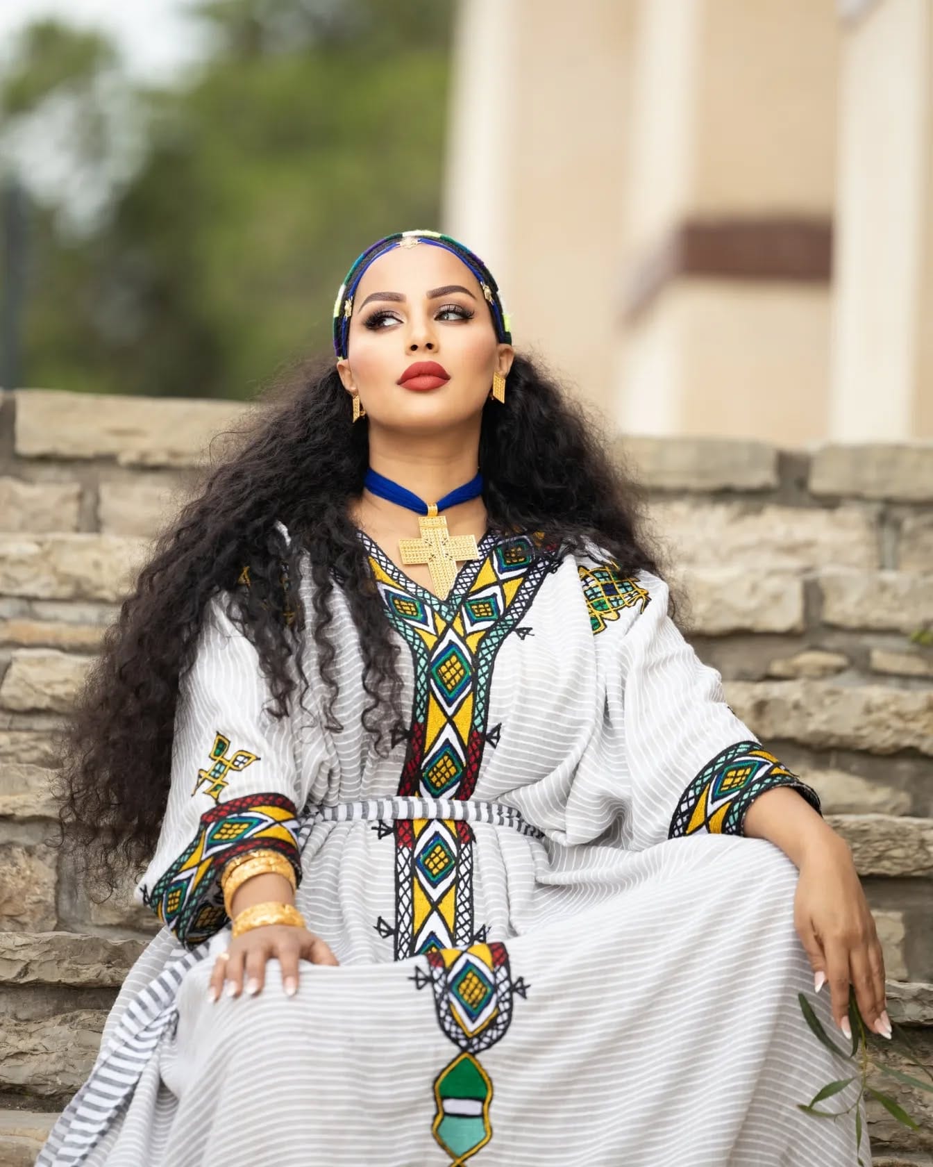 Ageless Habesha Look with Gondar Draping Embroidery Design - Traditional Ethiopian Dress - EthGebya
