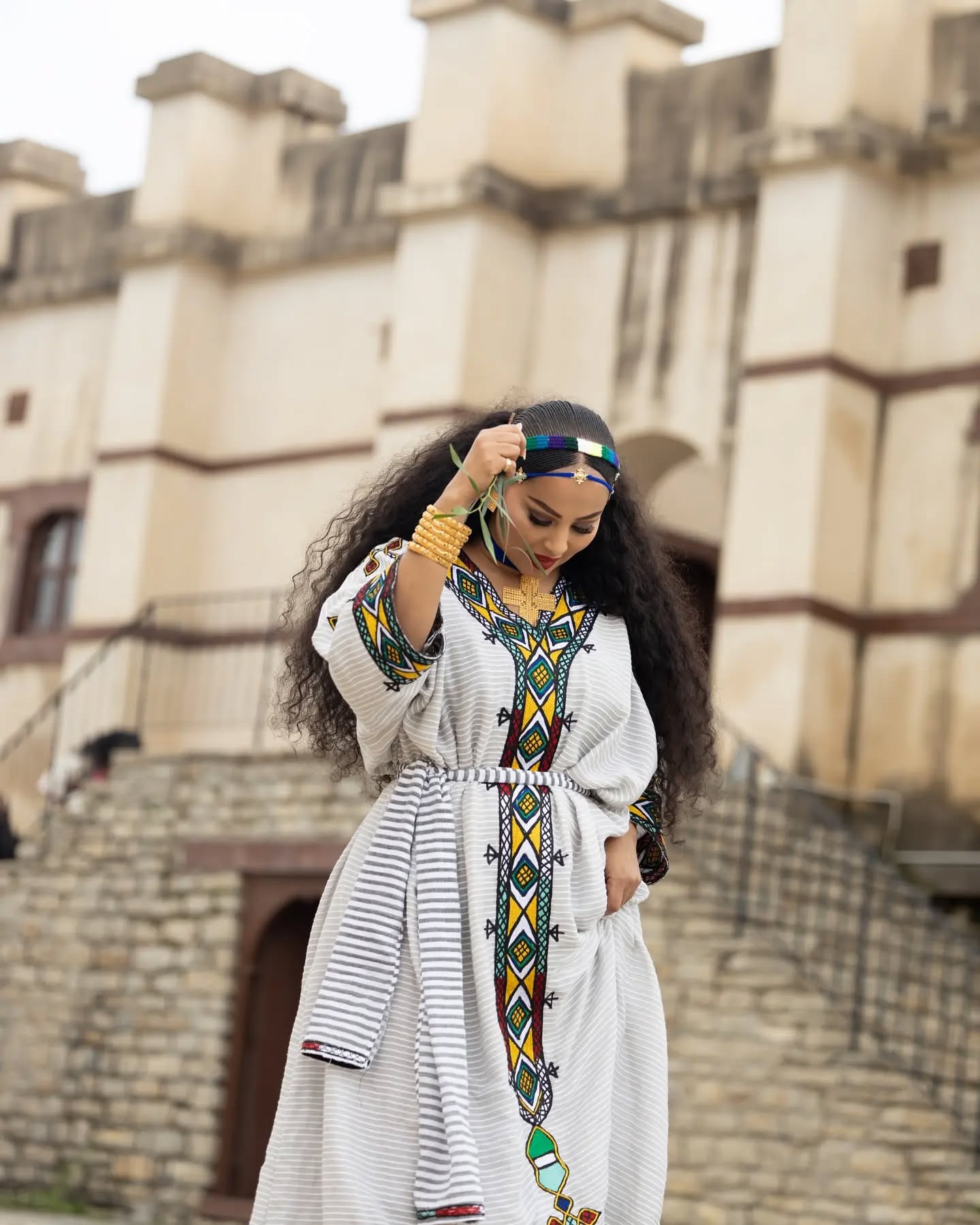 Ageless Habesha Look with Gondar Draping Embroidery Design - Traditional Ethiopian Dress - EthGebya