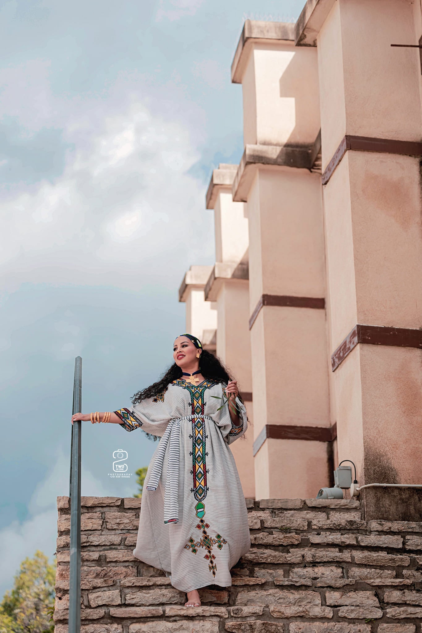 Ageless Habesha Look with Gondar Draping Embroidery Design - Traditional Ethiopian Dress - EthGebya