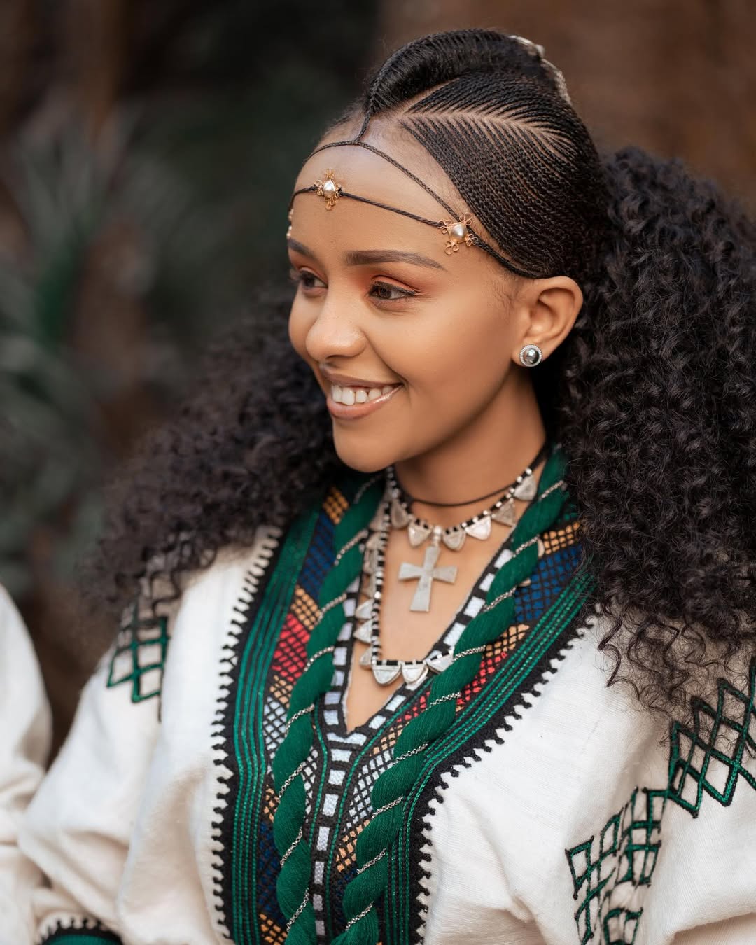 Green Gondar Habesha Kemis | Free-Size Modern Ethiopian Dress