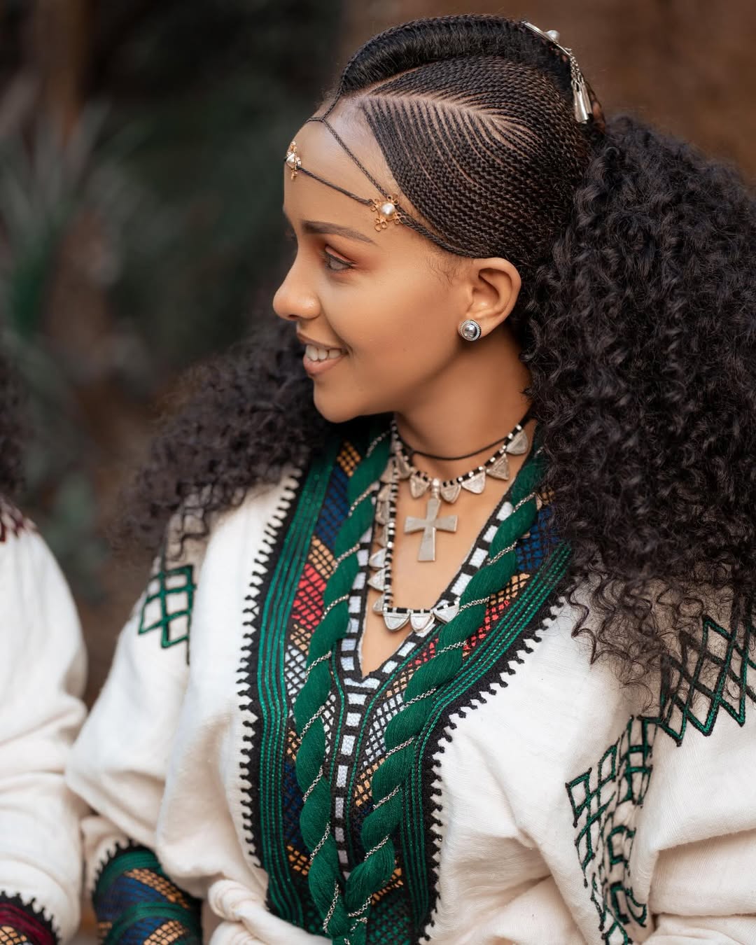 Green Gondar Habesha Kemis | Free-Size Modern Ethiopian Dress