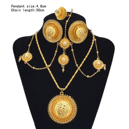 Aurelia Ethiopian Bridal Jewelry Set | Gold Earrings, Necklace & Ring - EthGebya