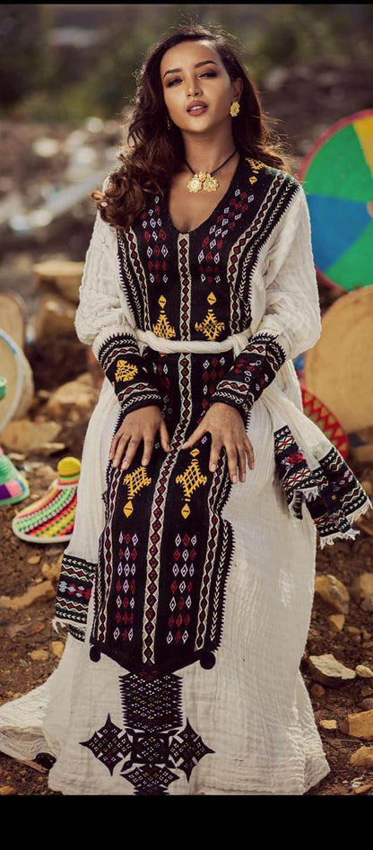 Authentic Ethiopian Dress from Axum | Fetil Habesha Kemis – የአክሱም ፈትል ቀሚስ - EthGebya