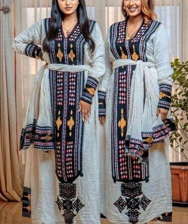 Authentic Ethiopian Dress from Axum | Fetil Habesha Kemis – የአክሱም ፈትል ቀሚስ - EthGebya