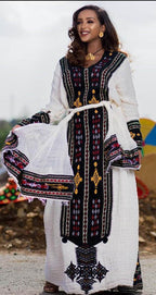 Authentic Ethiopian Dress from Axum | Fetil Habesha Kemis – የአክሱም ፈትል ቀሚስ - EthGebya