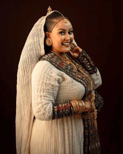 Axum Habesha Kemis | Elegant Ethiopian & Eritrean Embroidered Dress - EthGebya
