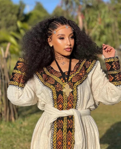Axum Signature Kemis | Handcrafted Ethiopian Dress - EthGebya