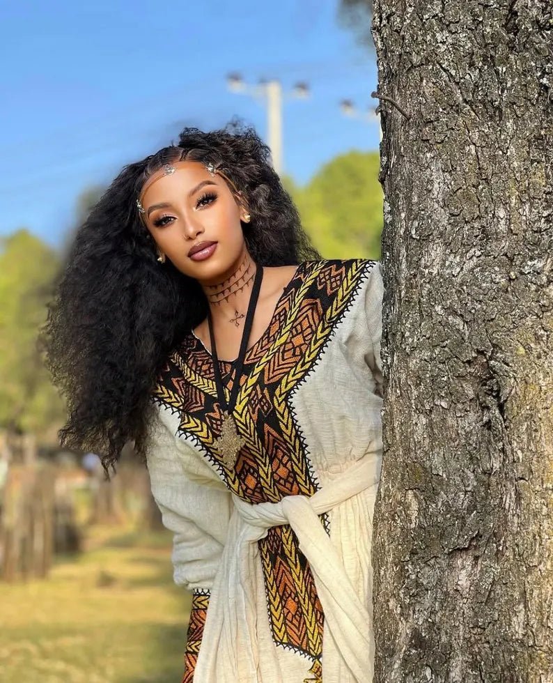 Axum Signature Kemis | Handcrafted Ethiopian Dress - EthGebya