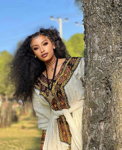 Axum Signature Kemis | Handcrafted Ethiopian Dress - EthGebya
