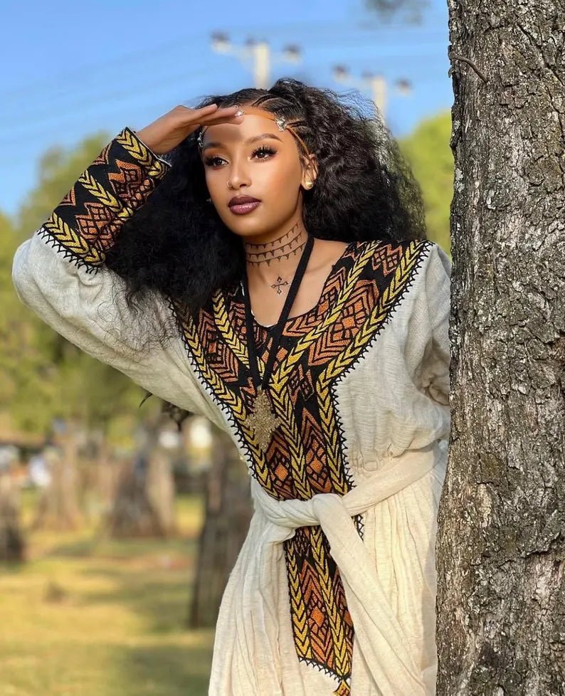 Axum Signature Kemis | Handcrafted Ethiopian Dress - EthGebya