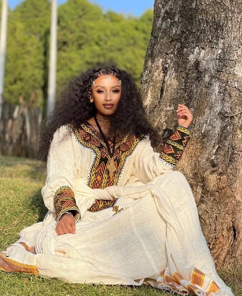 Axum Signature Kemis | Handcrafted Ethiopian Dress - EthGebya