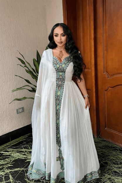 Beautiful Ethiopian Dress Zuria - Kemis Tebeb Habesha Dress - EthGebya
