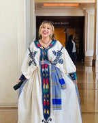 Blue Gondar Habesha Dress – Colorful Ethiopian Traditional Kemis - EthGebya