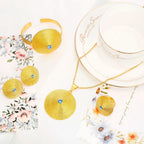 Blue Stone Jewelry Set | Gold & Silver Ethiopian Habesha Style - EthGebya