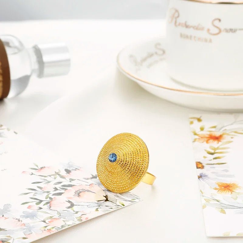 Blue Stone Jewelry Set | Gold & Silver Ethiopian Habesha Style - EthGebya