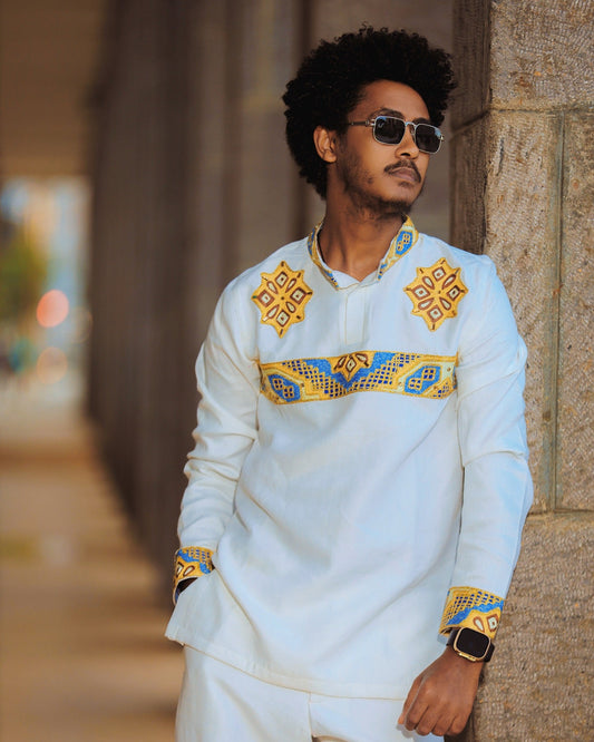 Effortless Heritage: Traditional Ethiopian Men's Shirt - EthGebya