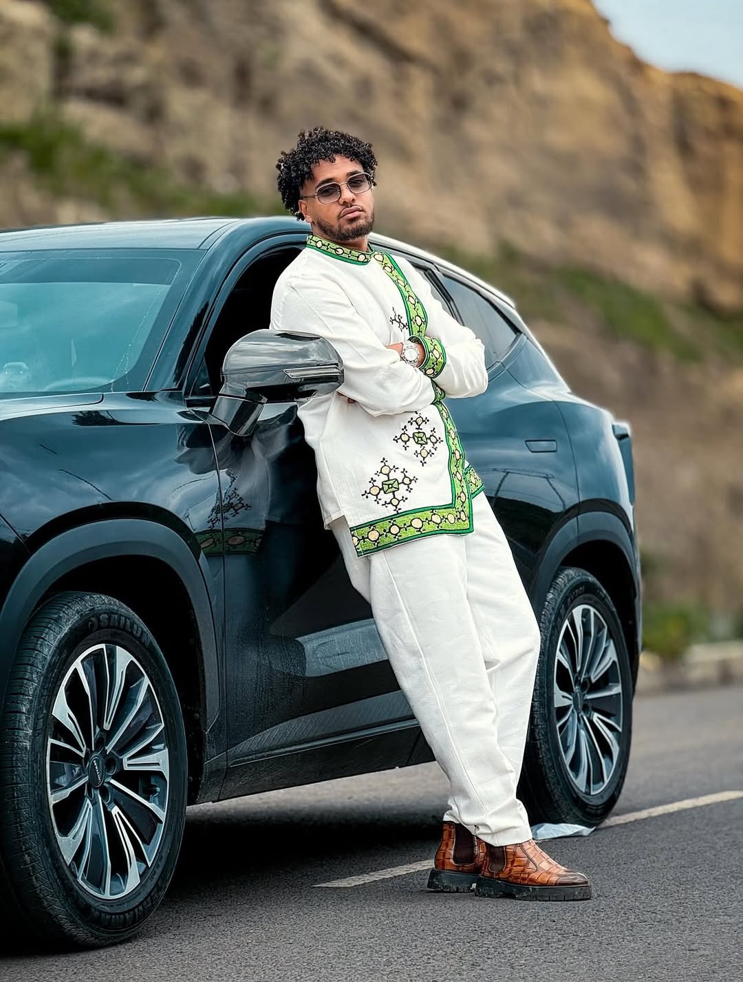 Green Habesha Men’s Shirt | Modern Ethiopian Traditional Wear