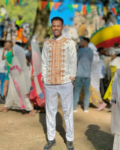 Stylish Ethiopian Men’s Shirt | Modern Habesha Traditional Wear
