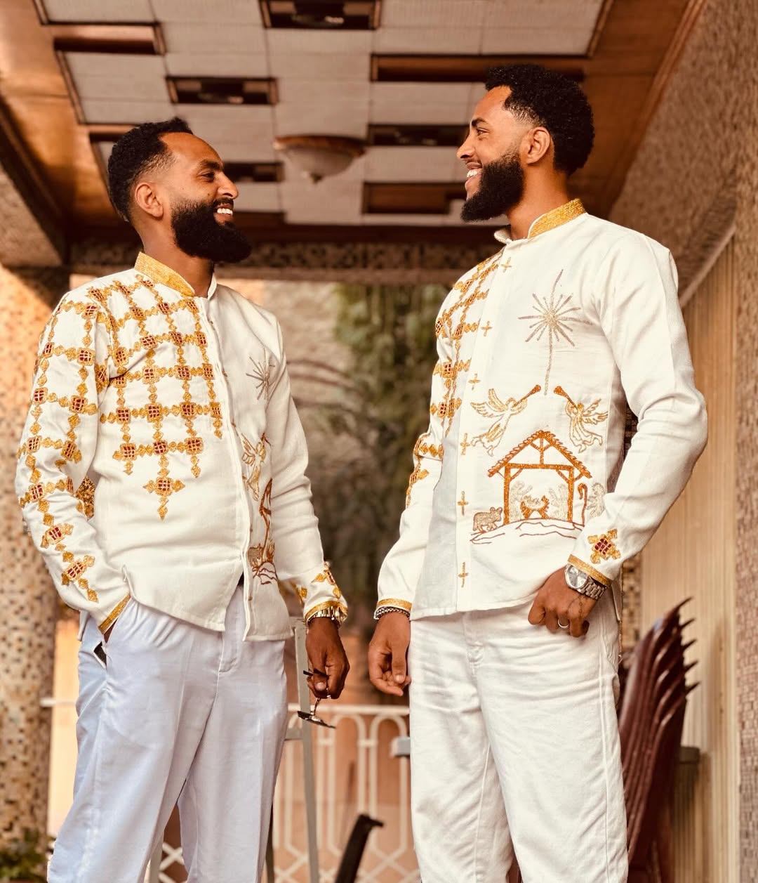 Modern Gold Habesha Men’s Shirt | Luxury Ethiopian Cultural Wear