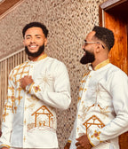 Modern Gold Habesha Men’s Shirt | Luxury Ethiopian Cultural Wear