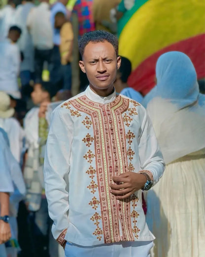 Stylish Ethiopian Men’s Shirt | Modern Habesha Traditional Wear