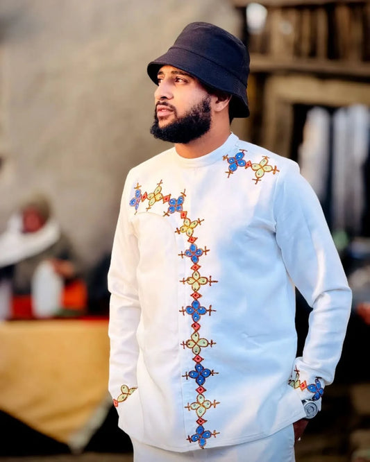 Luxury Habesha Men’s Shirt | Modern Ethiopian Traditional Outfit