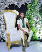 Dark Green Luxury Habesha Men’s Shirt | Ethiopian Cultural Wear