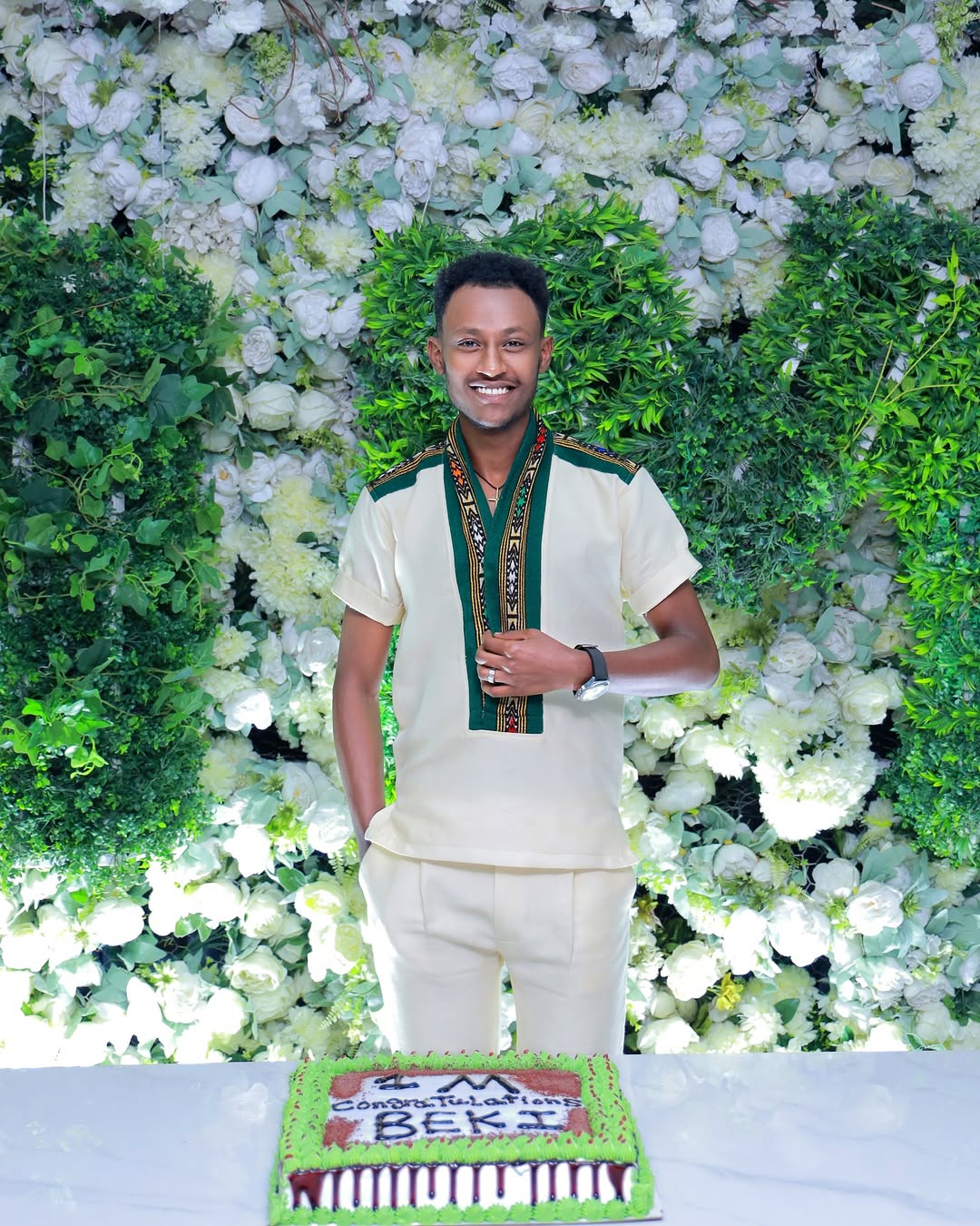 Dark Green Luxury Habesha Men’s Shirt | Ethiopian Cultural Wear