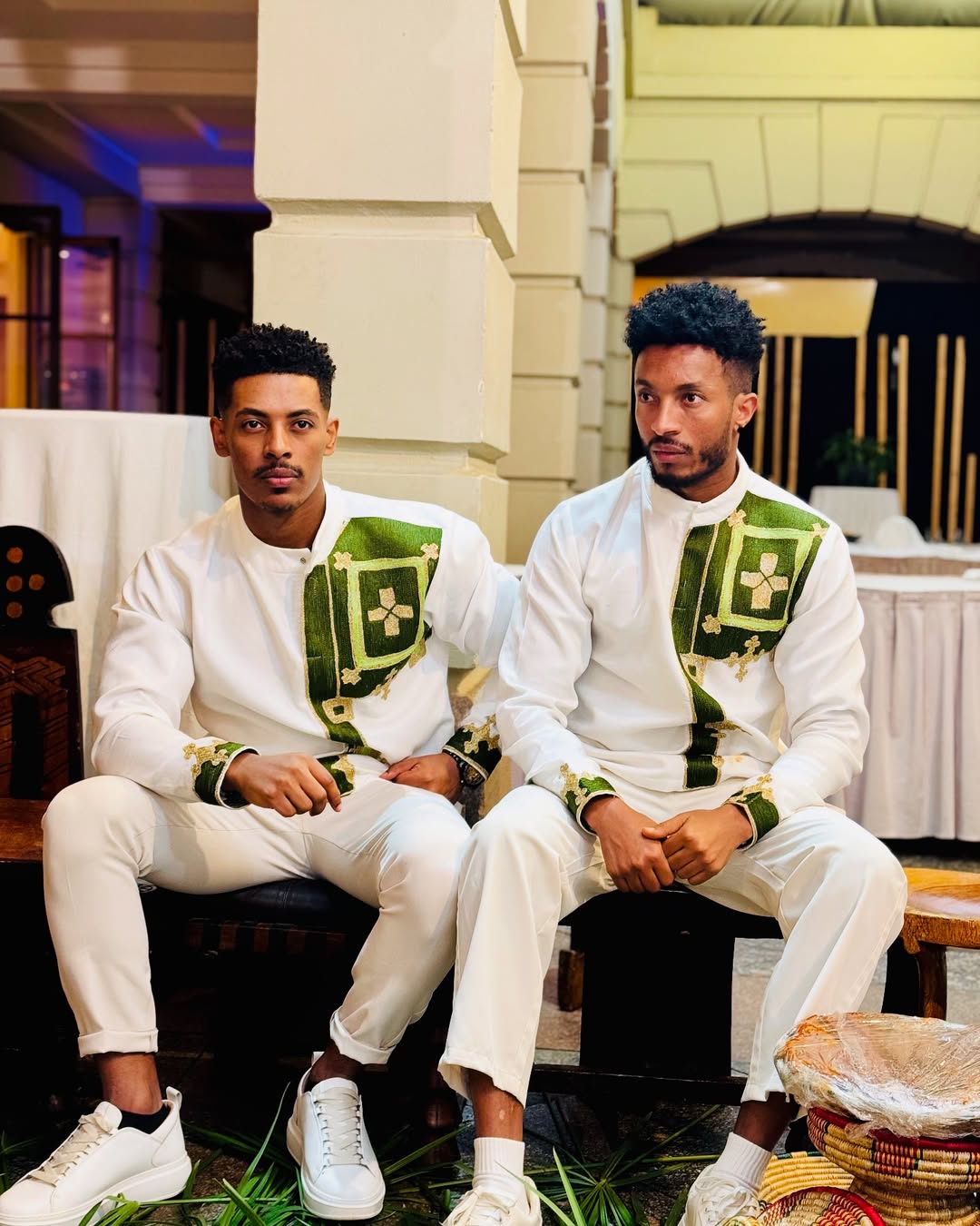 Luxury Green & Yellow Habesha Men’s Shirt | Modern Ethiopian Wear